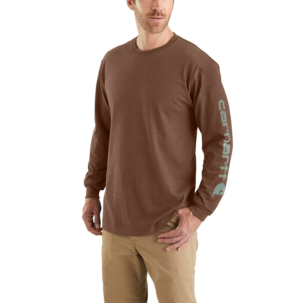 Carhartt K231-SNSLF24 Men's Loose Fit Heavyweight LS Logo Sleeve Graphic T-Shirt