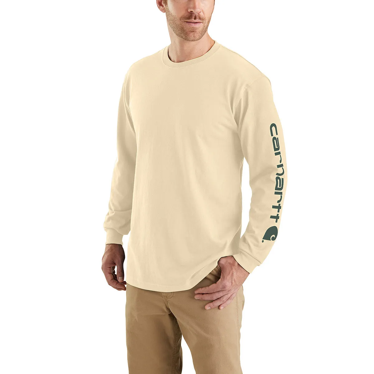 Carhartt K231-SNSLF24 Men's Loose Fit Heavyweight LS Logo Sleeve Graphic T-Shirt