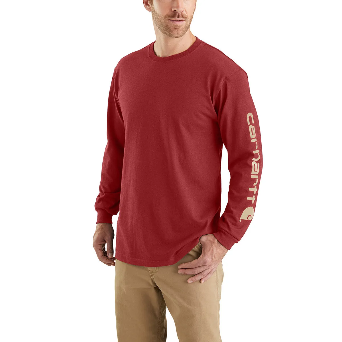 Carhartt K231-SNSLF24 Men's Loose Fit Heavyweight LS Logo Sleeve Graphic T-Shirt