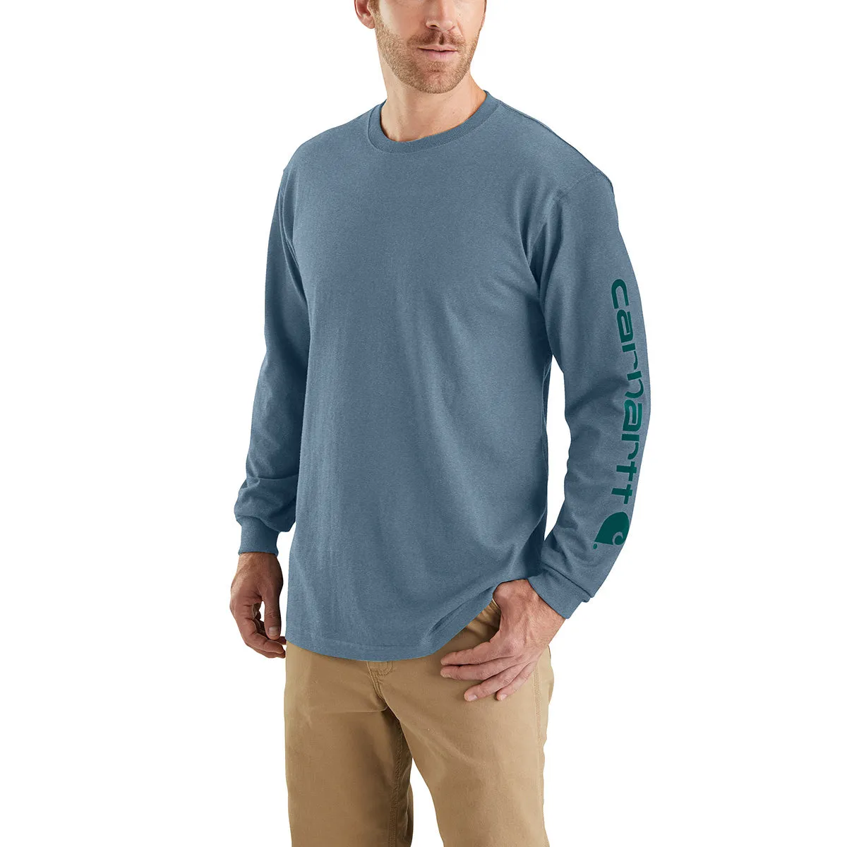 Carhartt K231-SNSLF24 Men's Loose Fit Heavyweight LS Logo Sleeve Graphic T-Shirt
