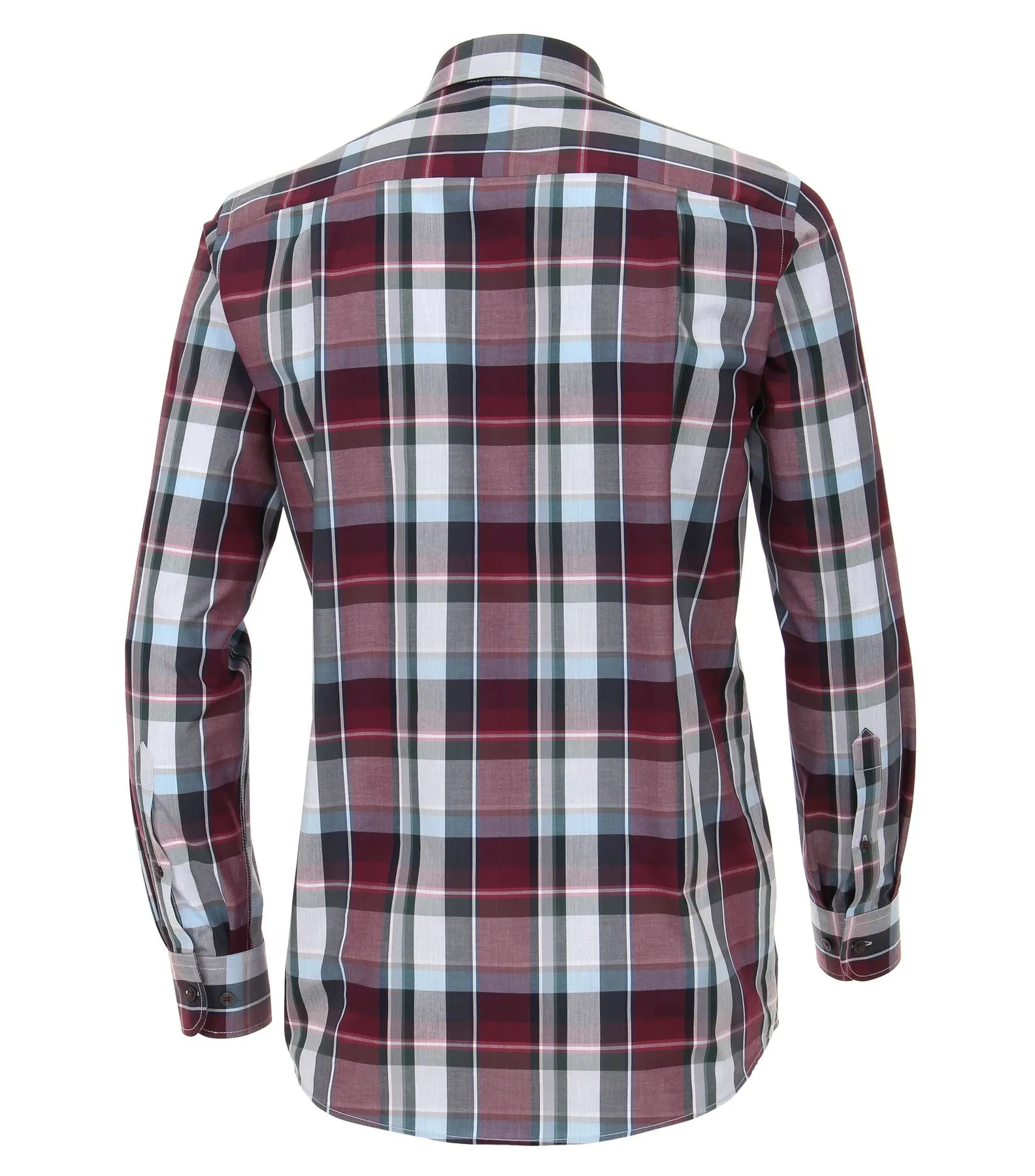 Casa Moda Premium Cotton LS Comfort Fit Shirt in Red/Navy Check