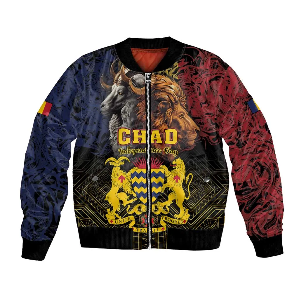 Chad Independence Day 1960 Bomber Jacket Tchad Goat and Lion African Pattern LT01