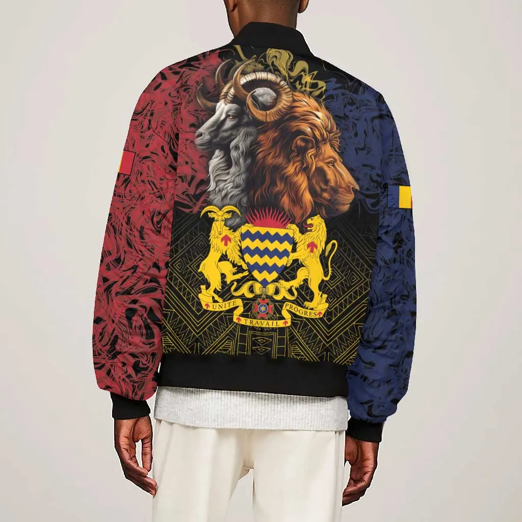 Chad Independence Day 1960 Bomber Jacket Tchad Goat and Lion African Pattern LT01