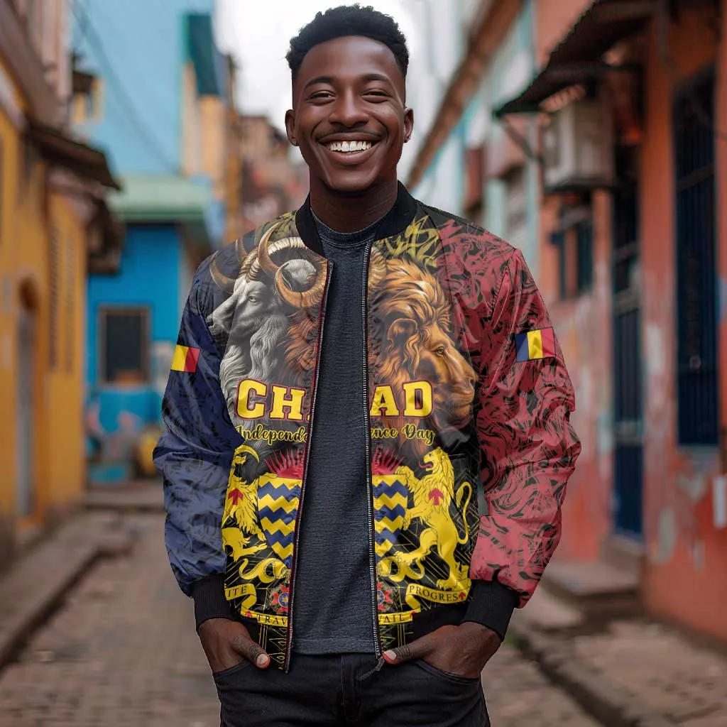 Chad Independence Day 1960 Bomber Jacket Tchad Goat and Lion African Pattern LT01