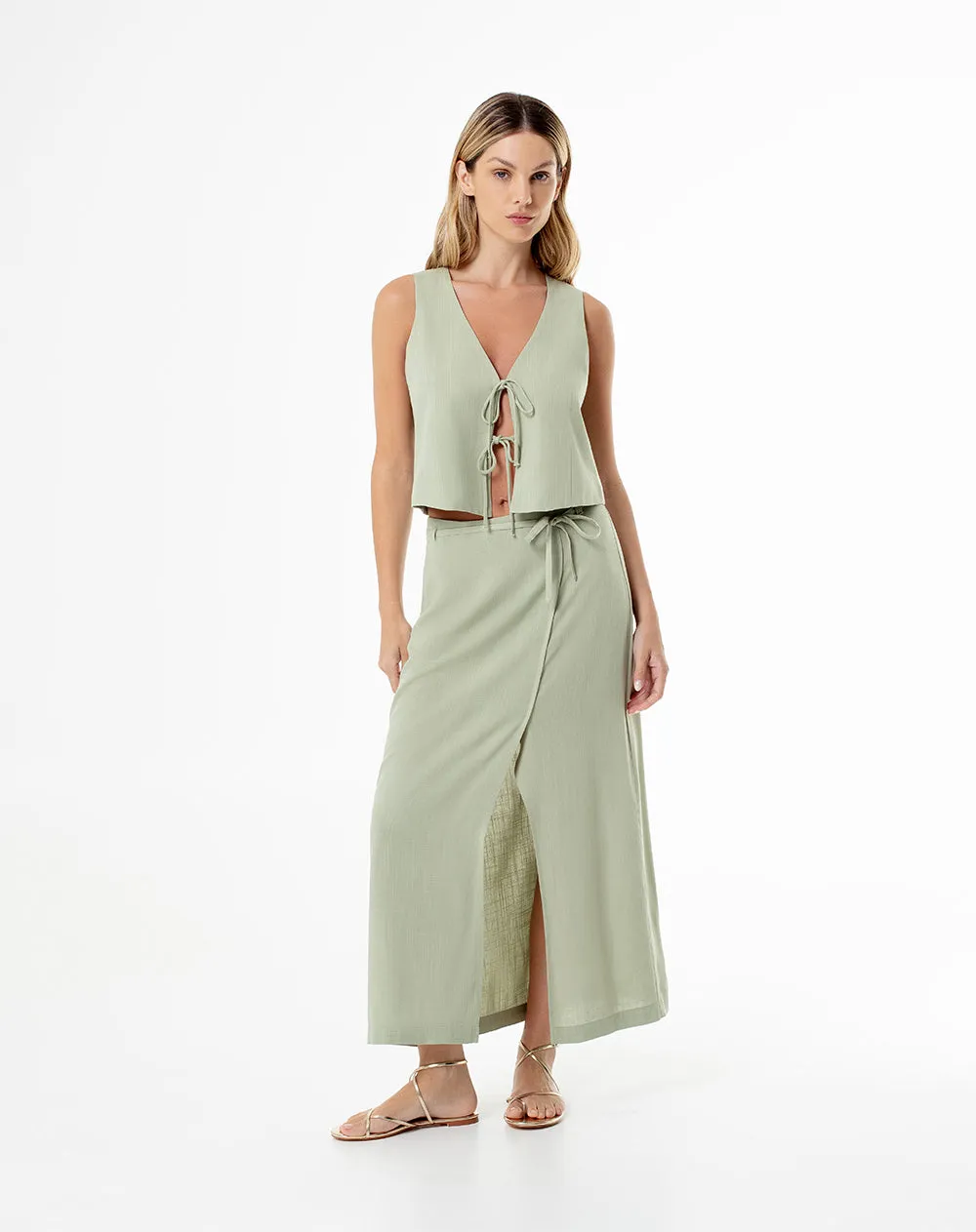 Chaleco loose fit sin capucha verde
