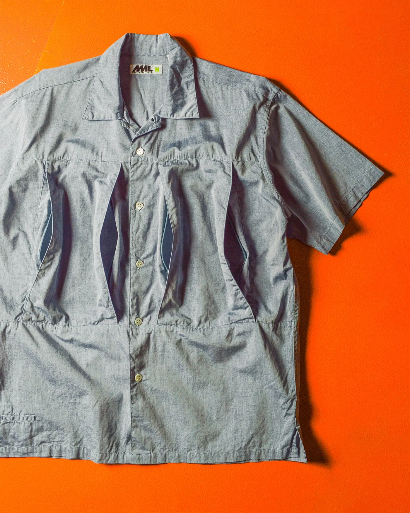 Chambray Panelled Dual Layered Cargo Pocket Shirt (~L~)