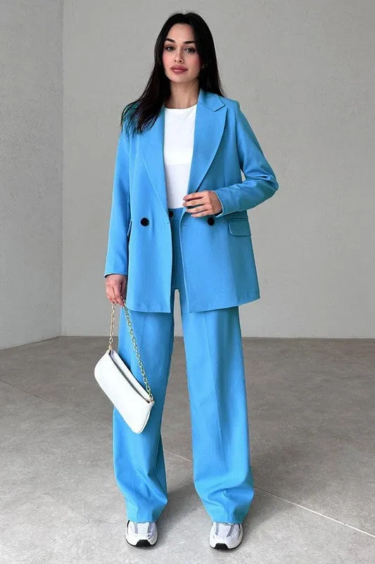 Chic Authority Suit Set Sky Blue
