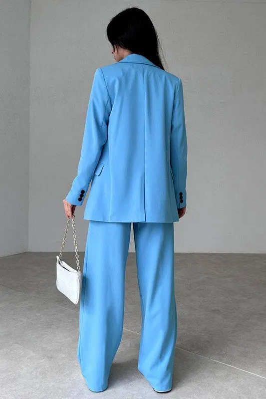 Chic Authority Suit Set Sky Blue
