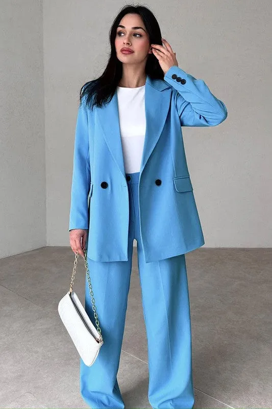 Chic Authority Suit Set Sky Blue