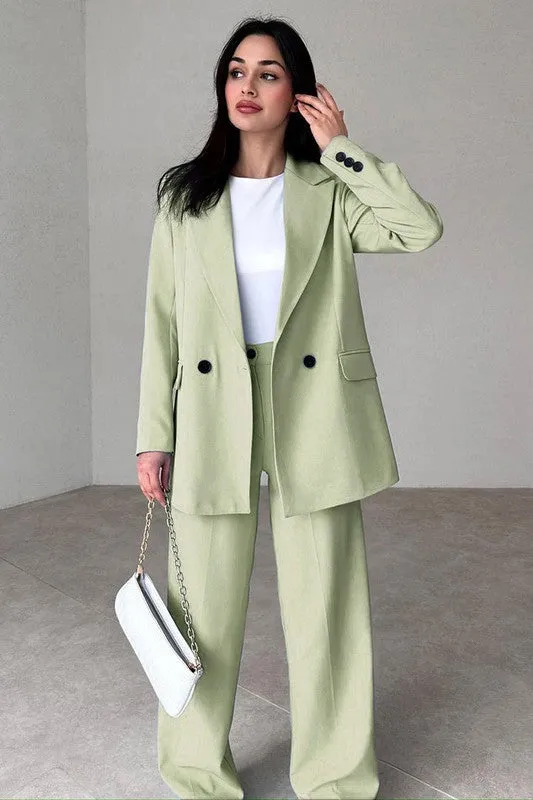 Chic Authority Suit Set Sky Blue