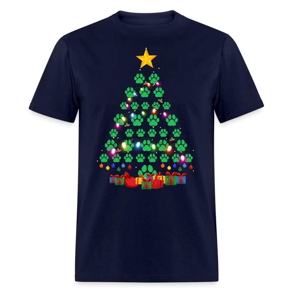 Christmas - Paw Christmas Tree - Family Shirts Men, Woman Christmas T Shirts
