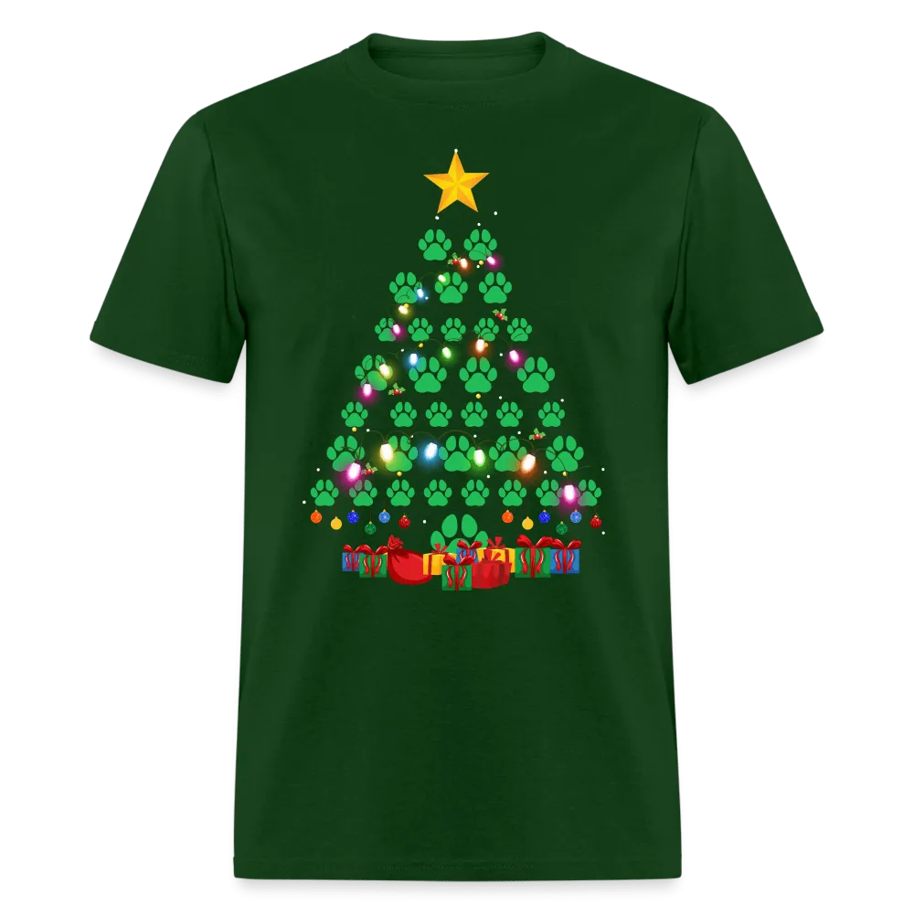 Christmas - Paw Christmas Tree - Family Shirts Men, Woman Christmas T Shirts