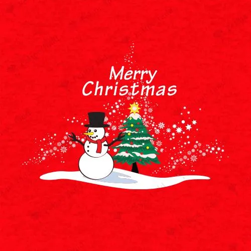 Christmas Tree With Snowman T-Shirt Red