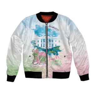Chucks N Pearls 2024 Bomber Jacket Pink Green Rocking The World LT7