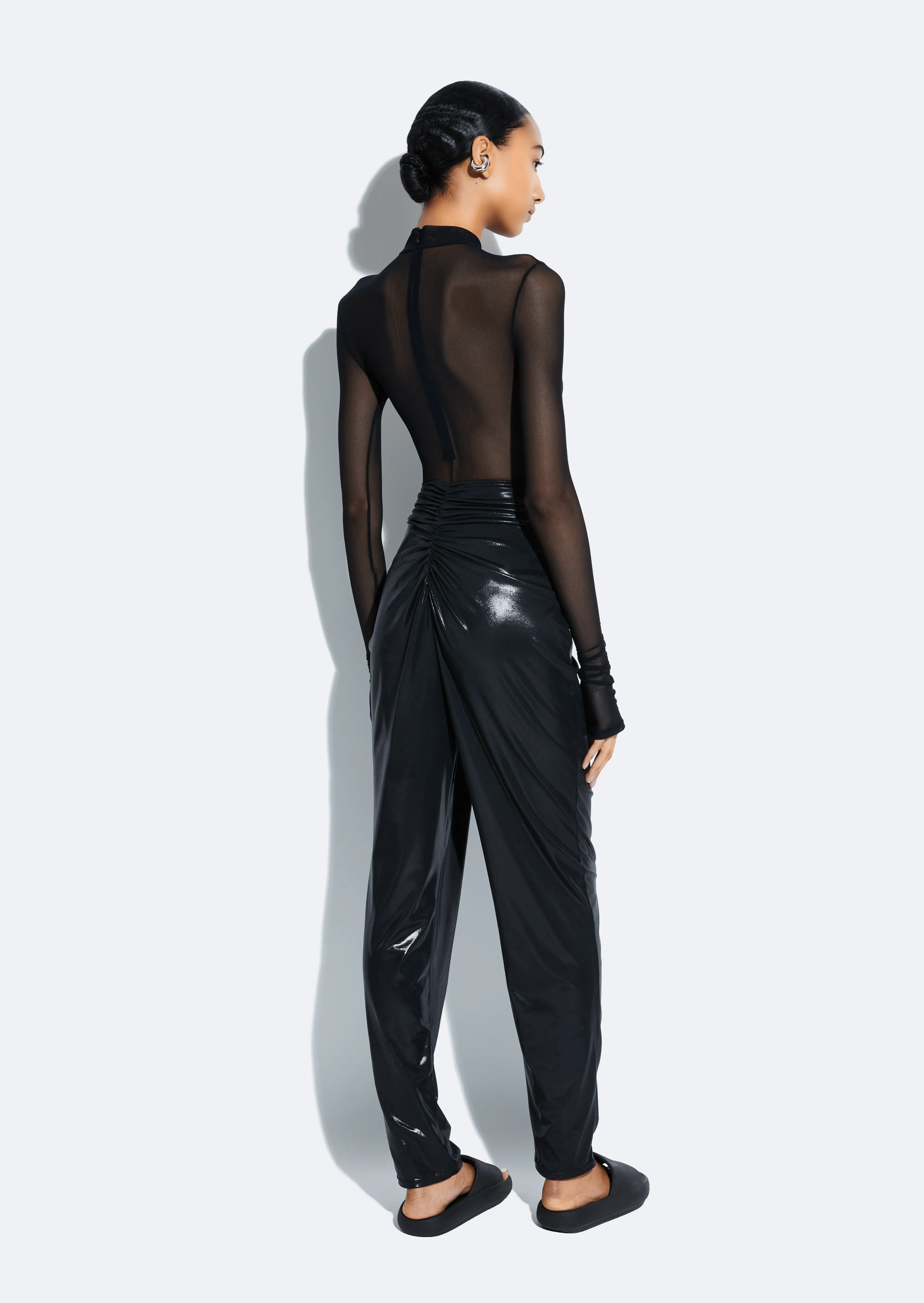 Coated Jersey Draped Pant