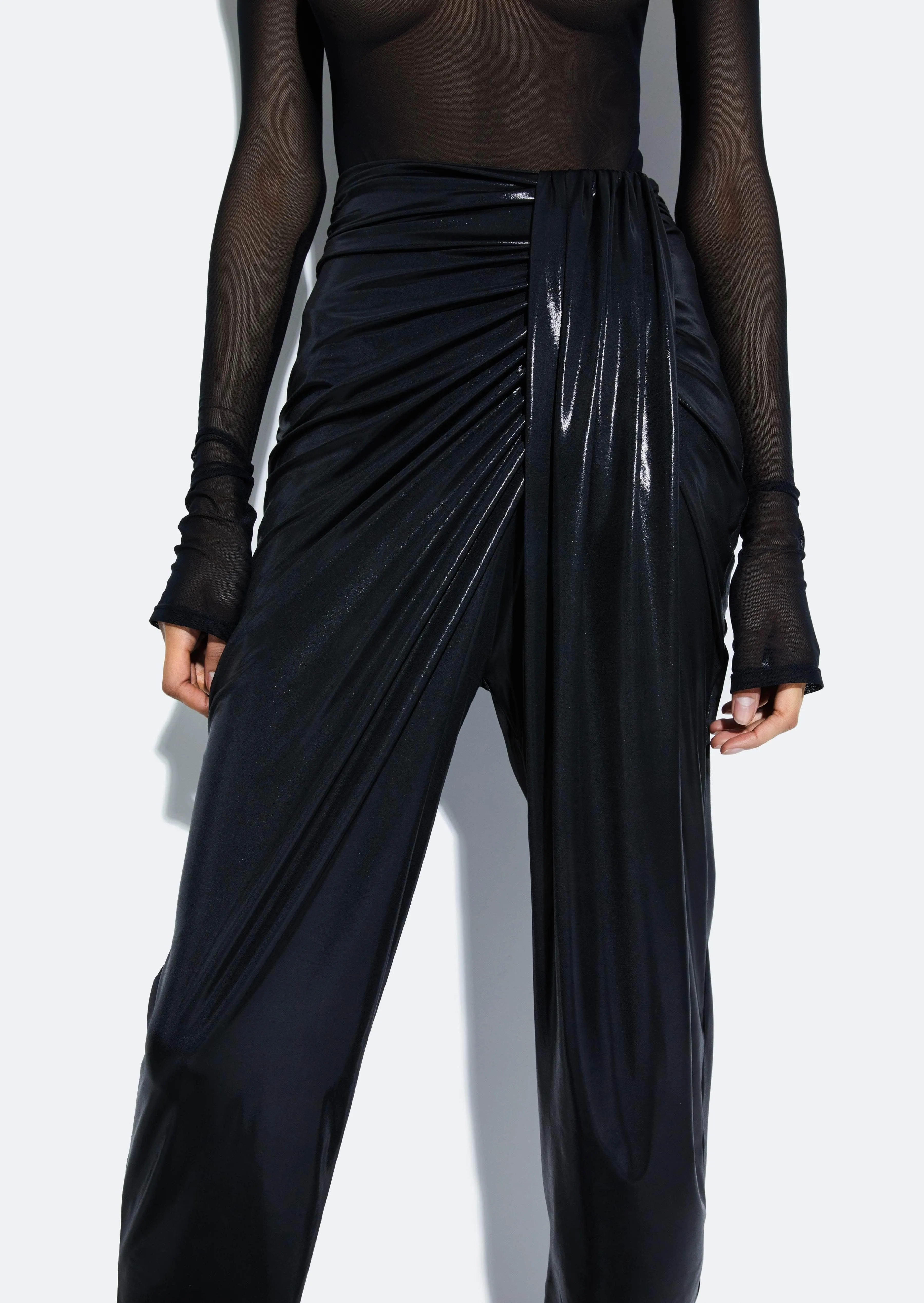 Coated Jersey Draped Pant