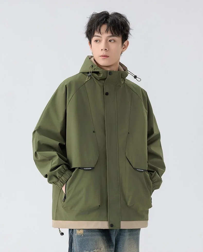 Color-Blocked Easy-to-Clean Rain Jacket for Men