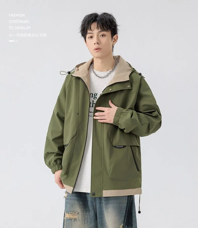 Color-Blocked Easy-to-Clean Rain Jacket for Men