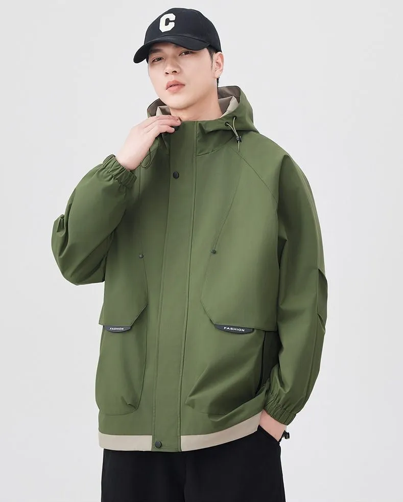 Color-Blocked Easy-to-Clean Rain Jacket for Men