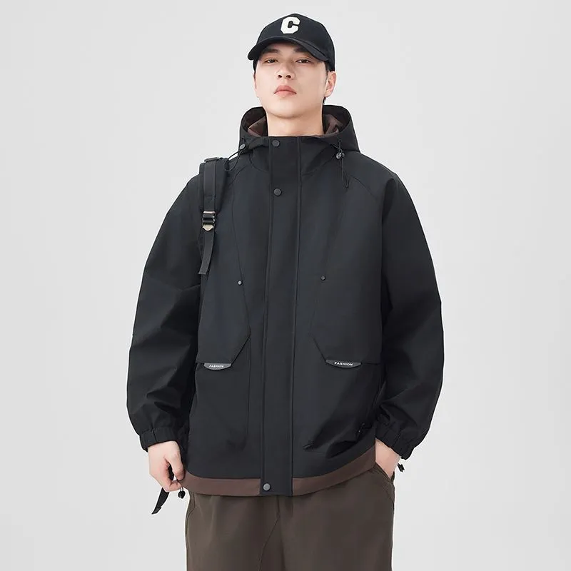 Color-Blocked Easy-to-Clean Rain Jacket for Men