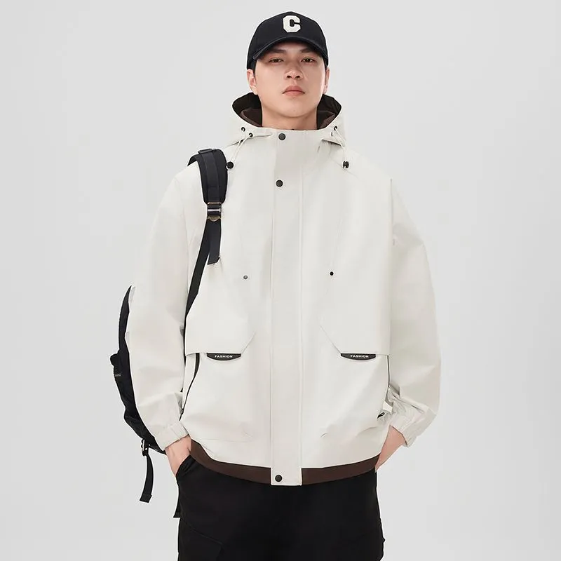 Color-Blocked Easy-to-Clean Rain Jacket for Men