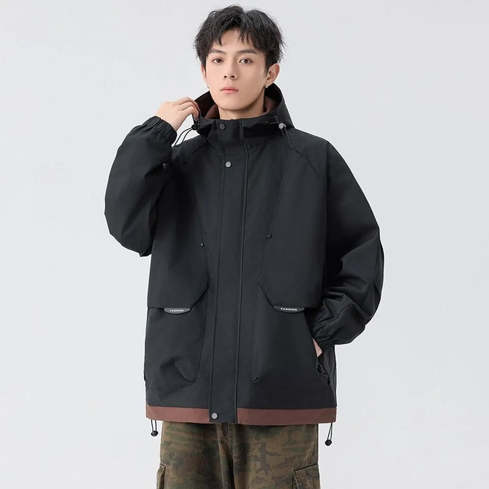 Color-Blocked Easy-to-Clean Rain Jacket for Men