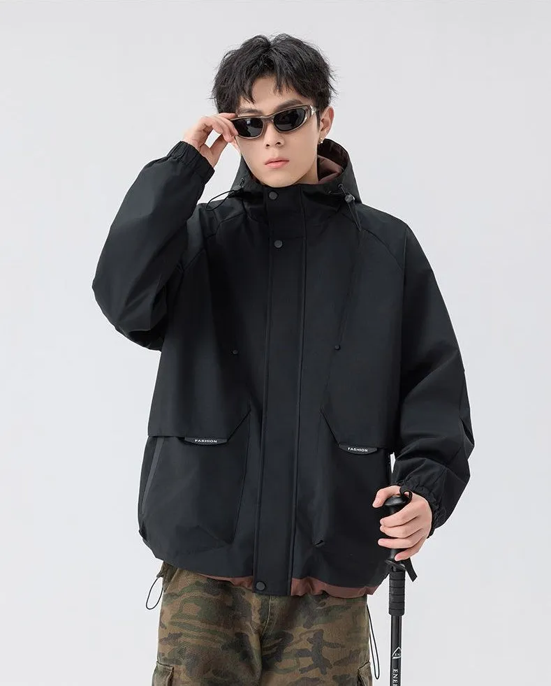 Color-Blocked Easy-to-Clean Rain Jacket for Men