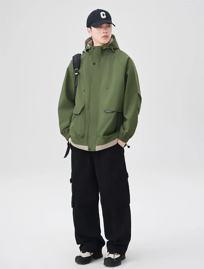 Color-Blocked Easy-to-Clean Rain Jacket for Men