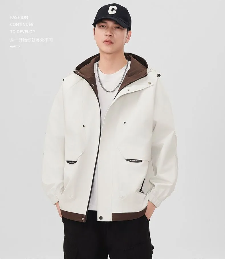 Color-Blocked Easy-to-Clean Rain Jacket for Men