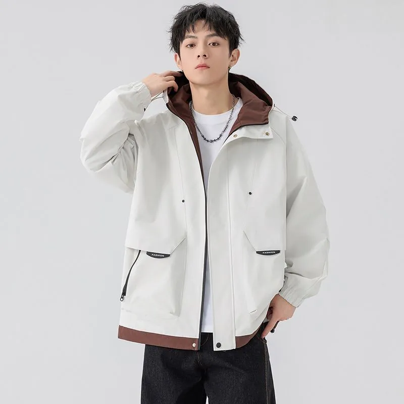 Color-Blocked Easy-to-Clean Rain Jacket for Men