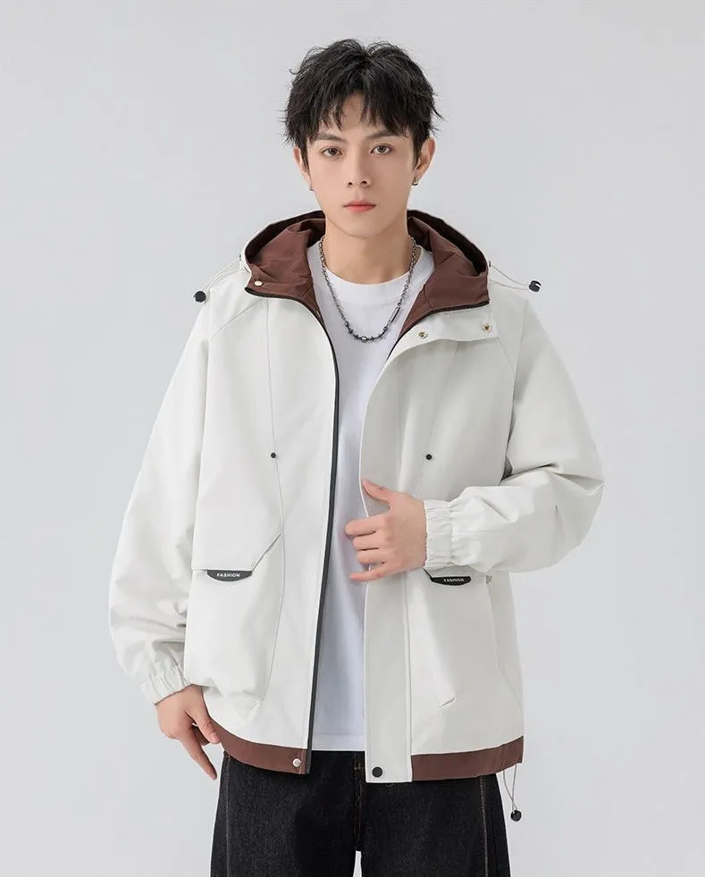 Color-Blocked Easy-to-Clean Rain Jacket for Men