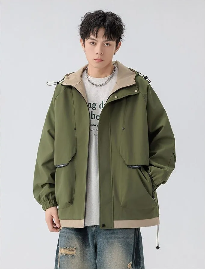 Color-Blocked Easy-to-Clean Rain Jacket for Men