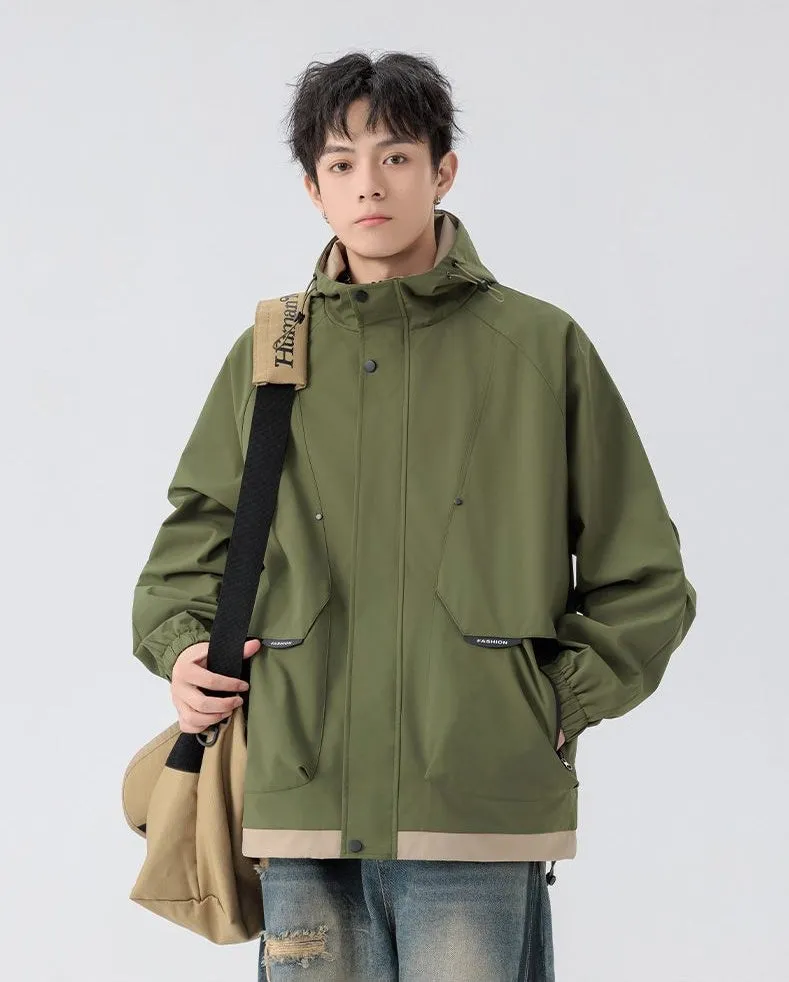Color-Blocked Easy-to-Clean Rain Jacket for Men