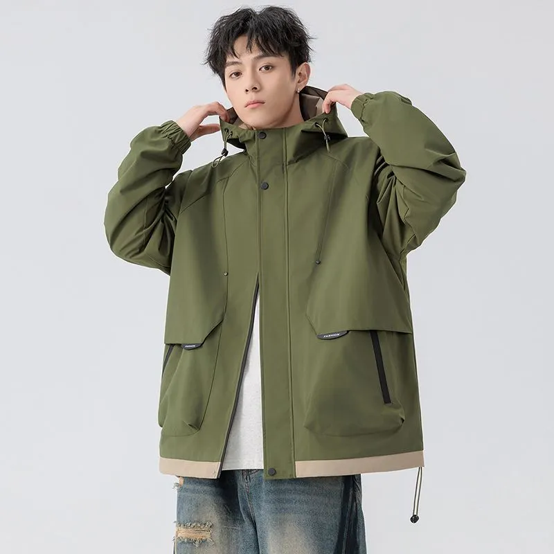 Color-Blocked Easy-to-Clean Rain Jacket for Men