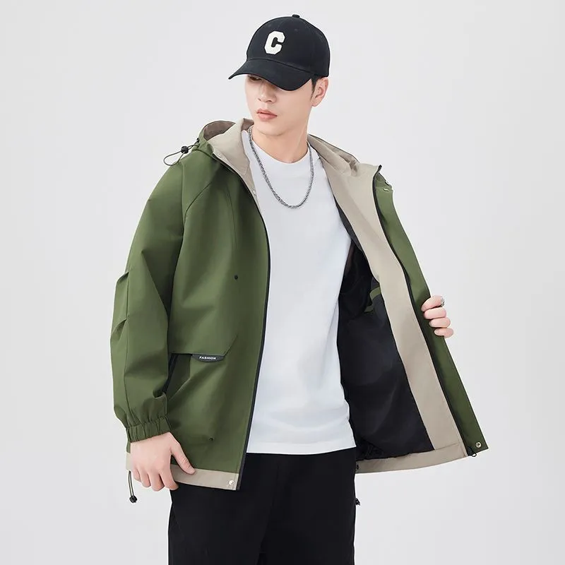 Color-Blocked Easy-to-Clean Rain Jacket for Men