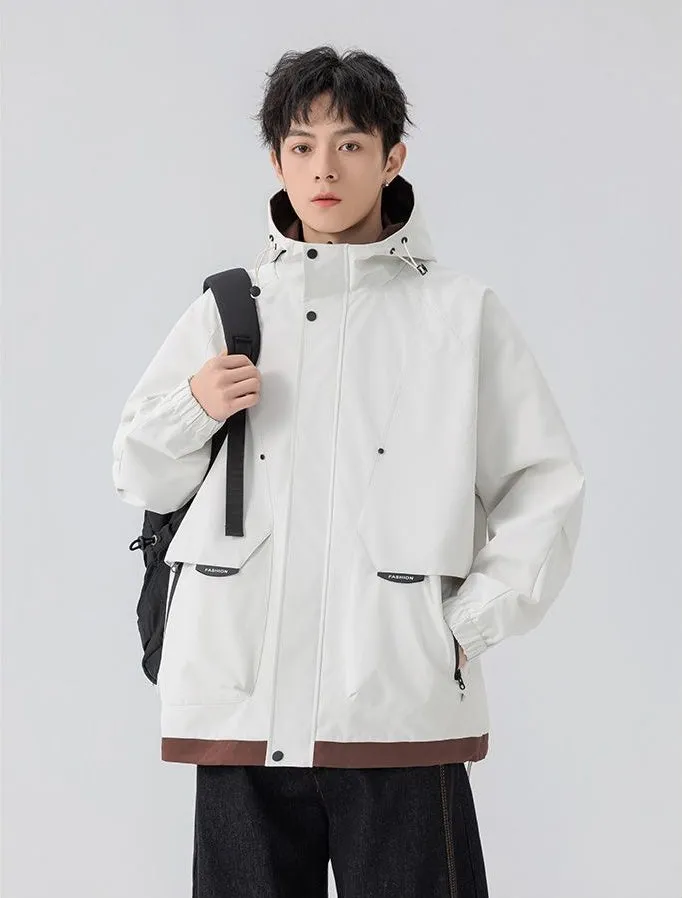 Color-Blocked Easy-to-Clean Rain Jacket for Men