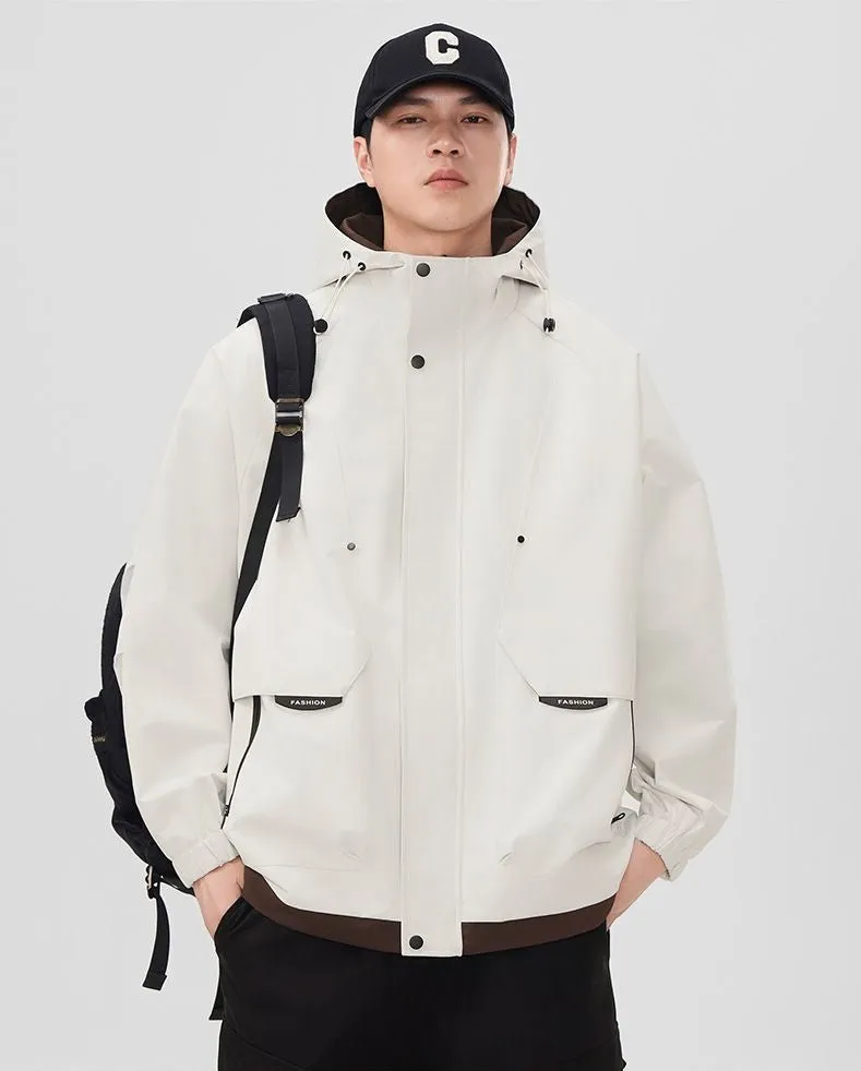Color-Blocked Easy-to-Clean Rain Jacket for Men