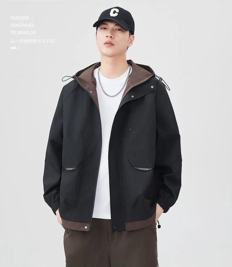Color-Blocked Easy-to-Clean Rain Jacket for Men