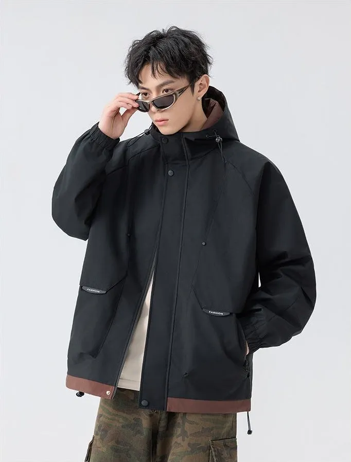 Color-Blocked Easy-to-Clean Rain Jacket for Men