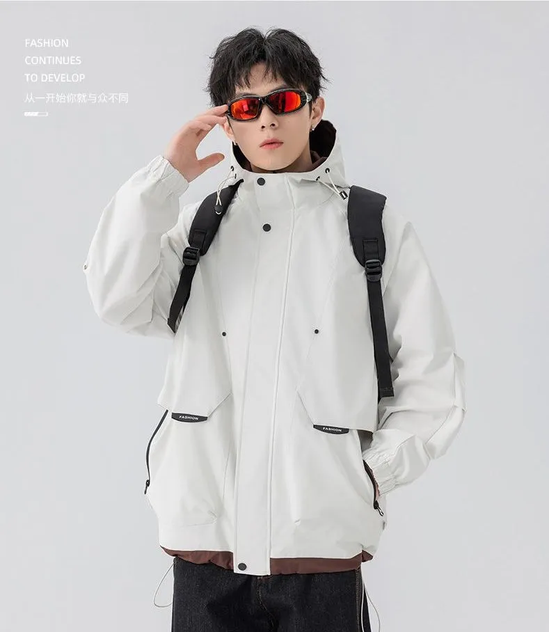 Color-Blocked Easy-to-Clean Rain Jacket for Men