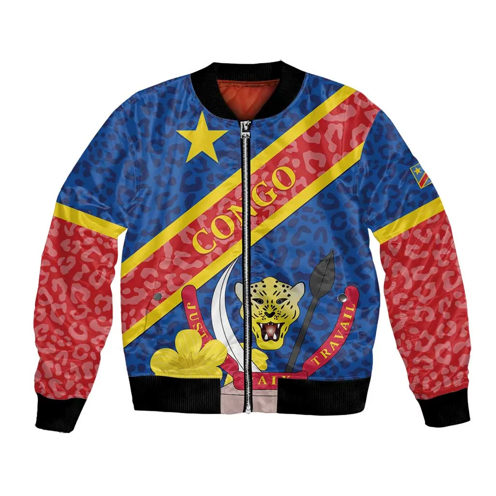 Congo DR Bomber Jacket Coat Of Arms Leopard Pattern LT01