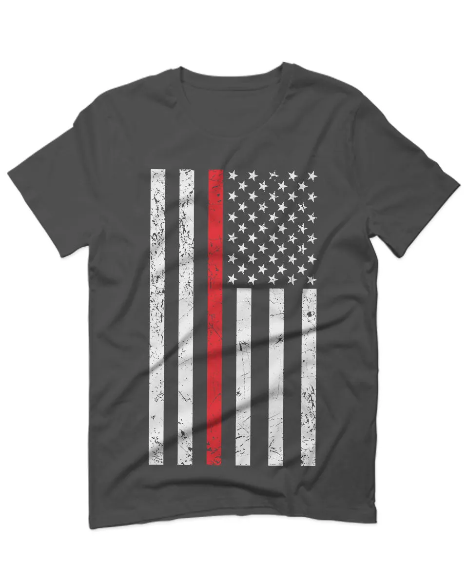 Cool Dad Fireman Firefighter red Thin line American Flag USA Support For men T Shirt