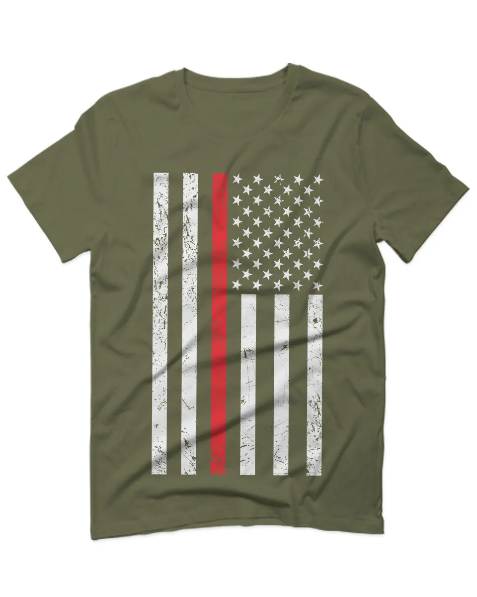 Cool Dad Fireman Firefighter red Thin line American Flag USA Support For men T Shirt