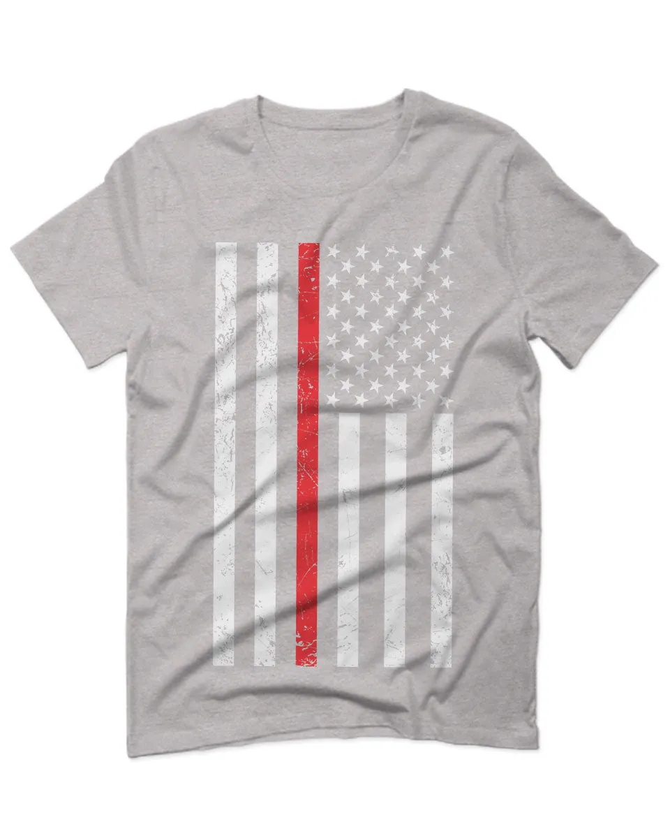 Cool Dad Fireman Firefighter red Thin line American Flag USA Support For men T Shirt