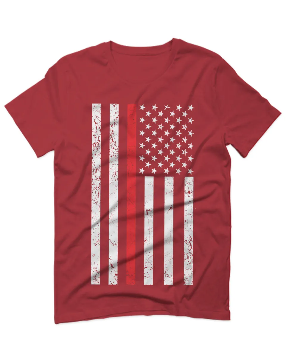 Cool Dad Fireman Firefighter red Thin line American Flag USA Support For men T Shirt