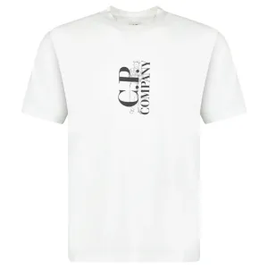 CP COMPANY VERTICAL PRINT T-SHIRT WHITE