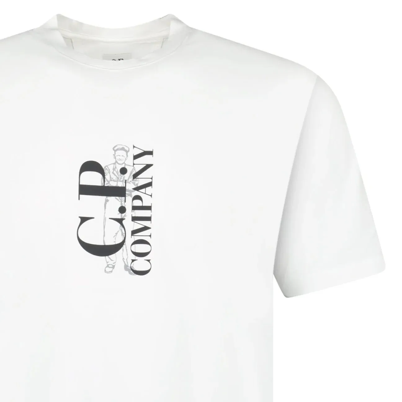 CP COMPANY VERTICAL PRINT T-SHIRT WHITE