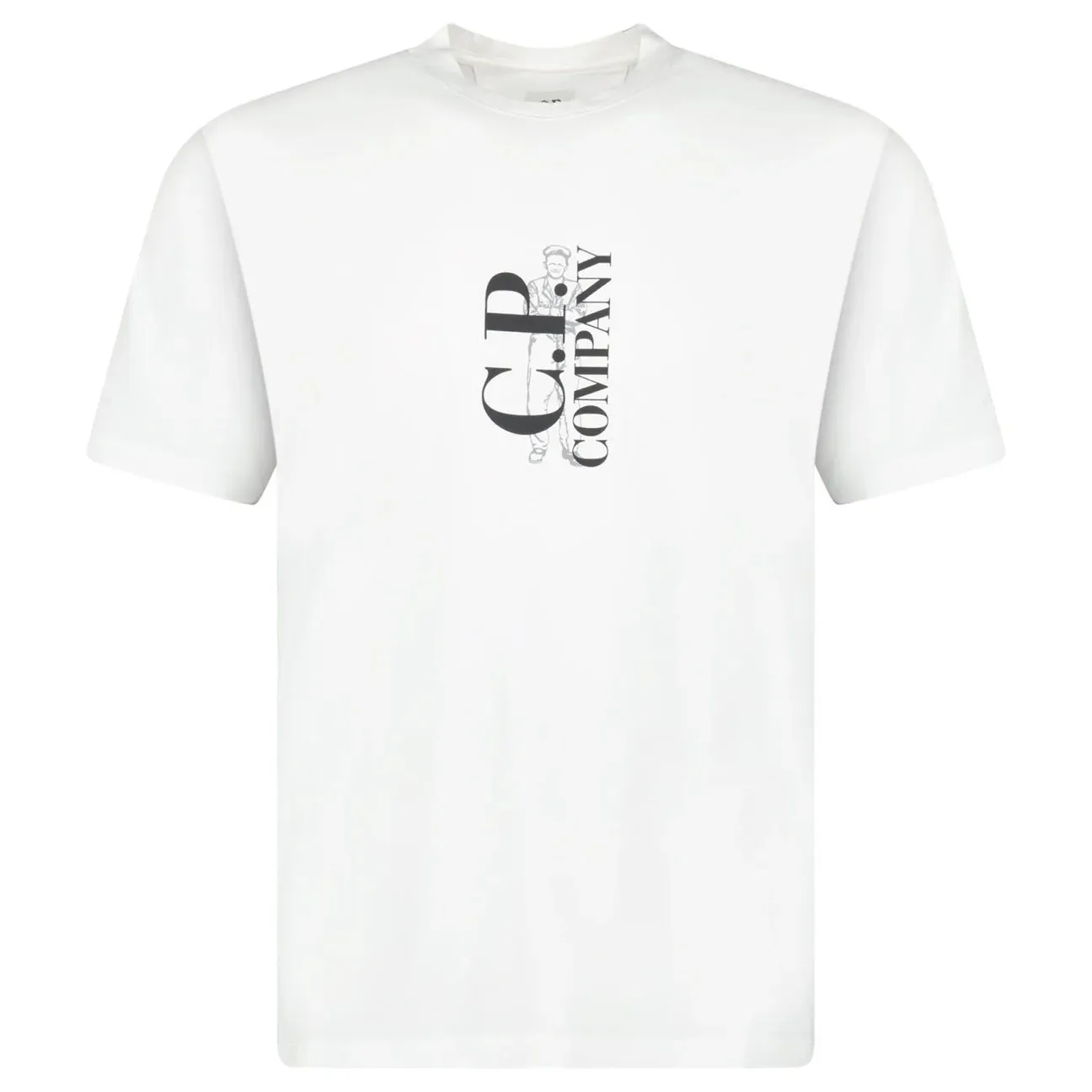 CP COMPANY VERTICAL PRINT T-SHIRT WHITE