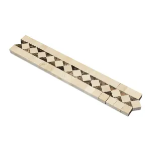 Crema Marfil Spanish Marble BIAS Border with Emperador Dark Marble Dots, Polished
