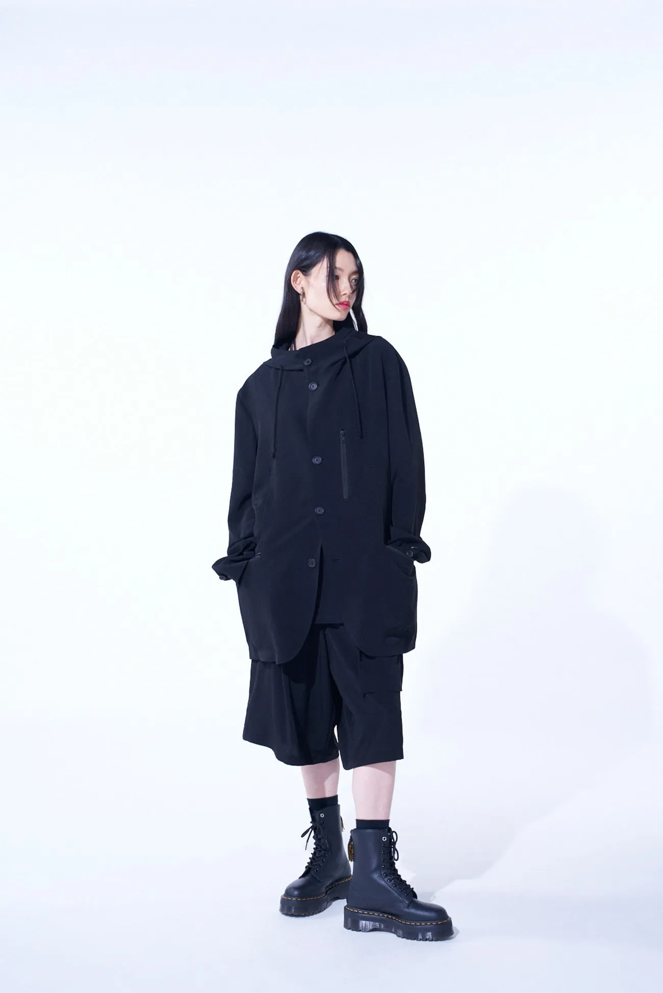 CREPE de CHINE HOODED JACKET